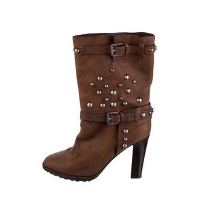 Ralph Lauren Leather Studded Accents Moto Boots
